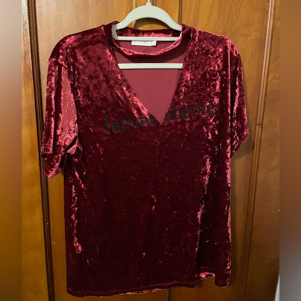 Crushed Velvet Cutout Shirt
